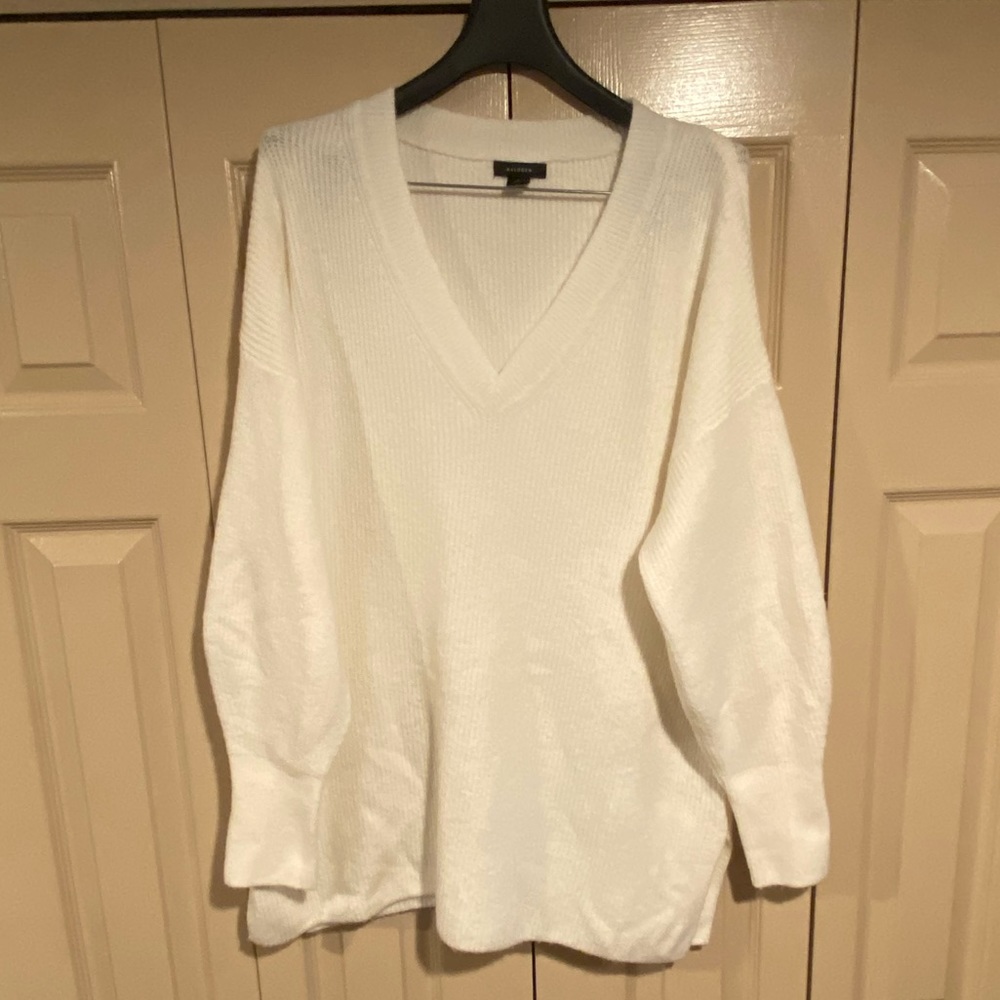 Halogen White V-Neck Sweater